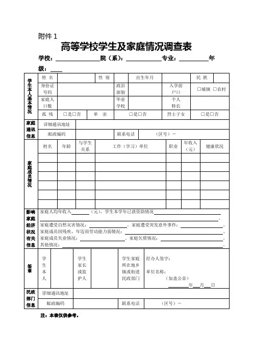 学生家庭经济情况调查表(1)