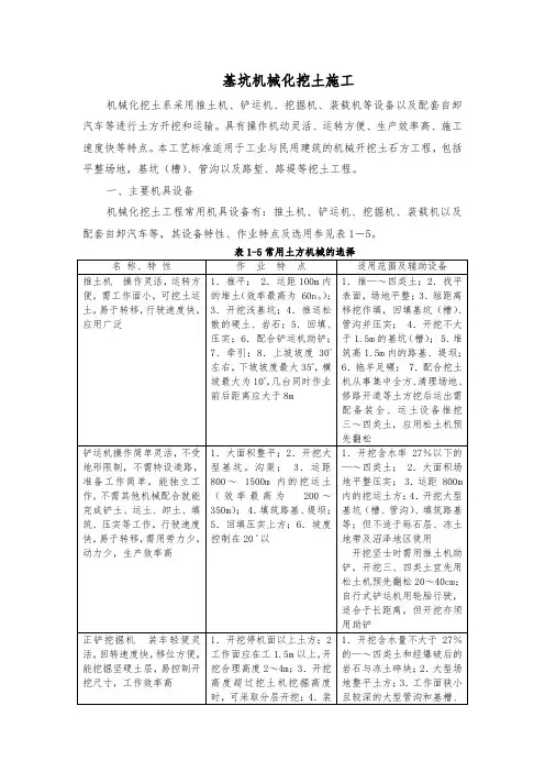 基坑机械化挖土施工