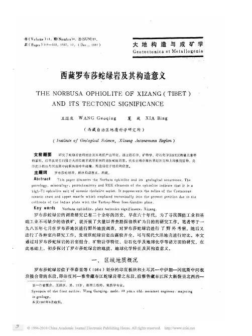 西藏罗布莎蛇绿岩及其构造意义