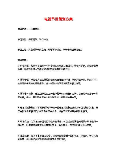 电视节目策划方案