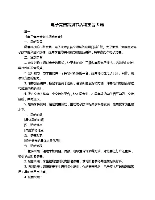 电子竞赛策划书活动宗旨3篇