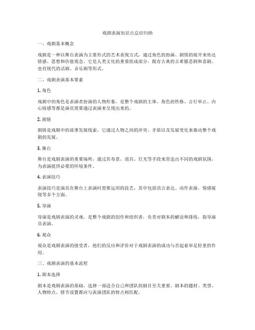 戏剧表演知识点总结归纳