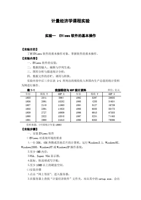 计量经济学操作实验及案例分析