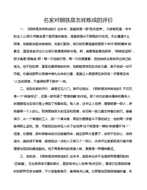 名家对钢铁是怎样炼成的评价
