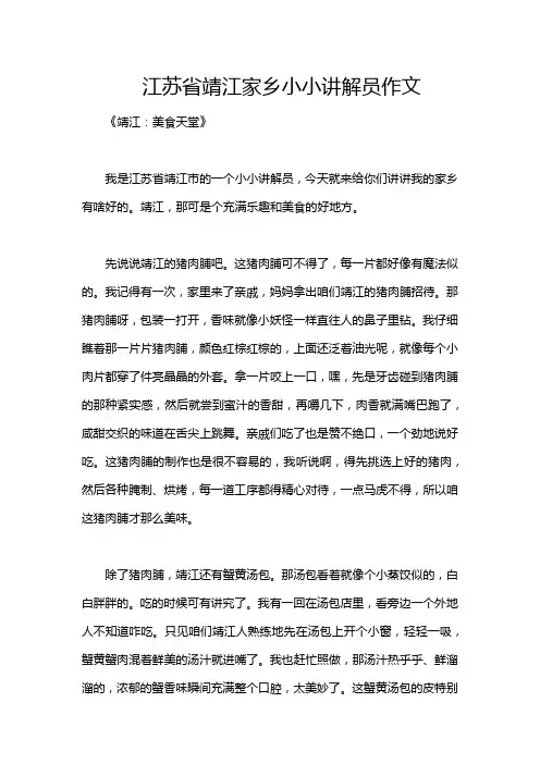江苏省靖江家乡小小讲解员作文