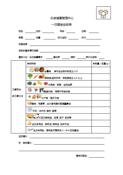 一日膳食安排图标版