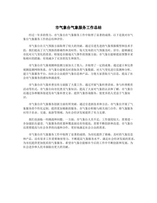 市气象台气象服务工作总结