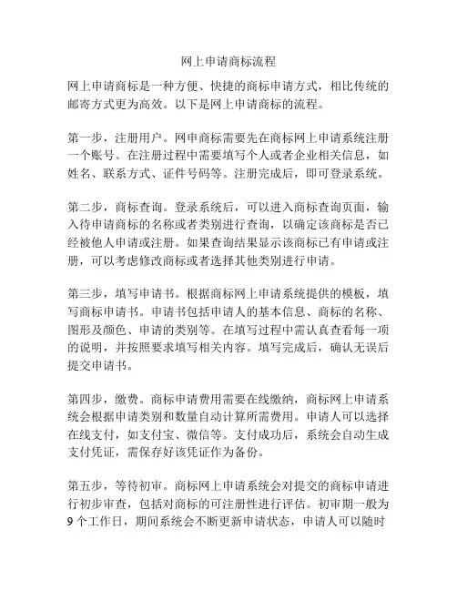 网上申请商标流程