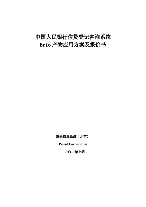 中国人民银行信贷登记咨询系统Brio产品应用方案及报价书(1)