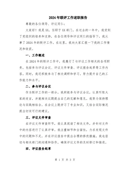 2024年联评工作述职报告