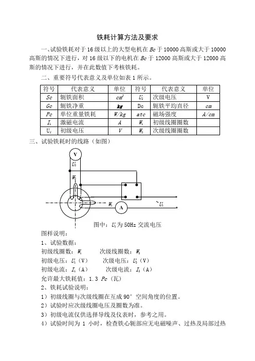 铁耗计算方法及要求