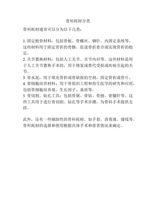 骨科耗材分类