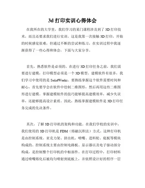 3d打印实训心得体会 2