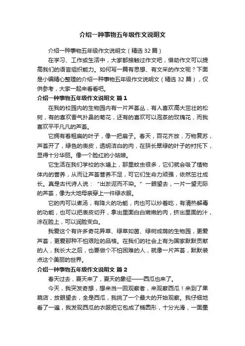 介绍一种事物五年级作文说明文（精选32篇）