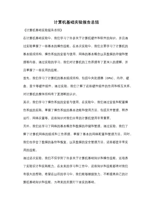 计算机基础实验报告总结