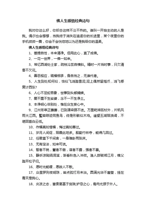 佛人生感悟经典诗句