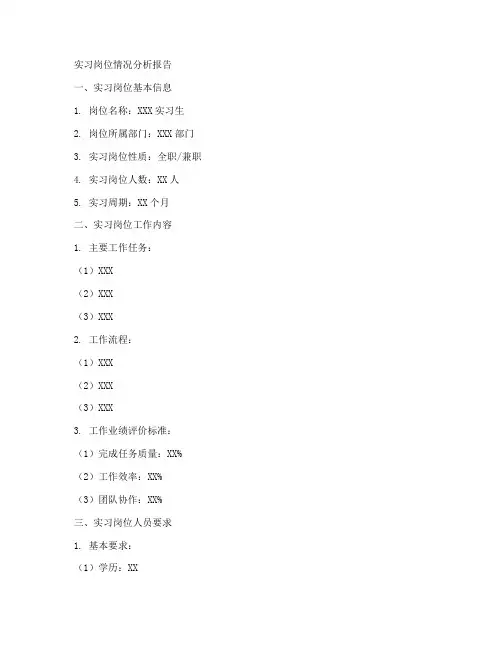 实习岗位情况分析报告模板
