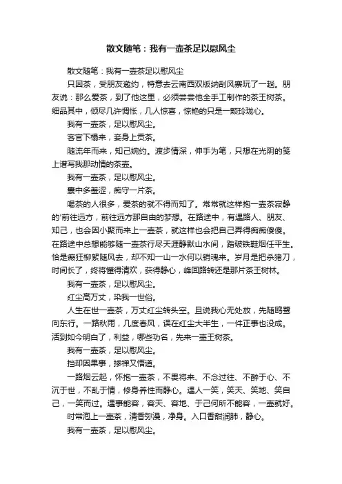 散文随笔：我有一壶茶足以慰风尘