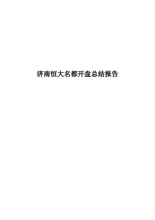 恒大名都开盘总结及产品和营销策略分析报告0802