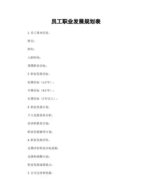 员工职业发展规划表