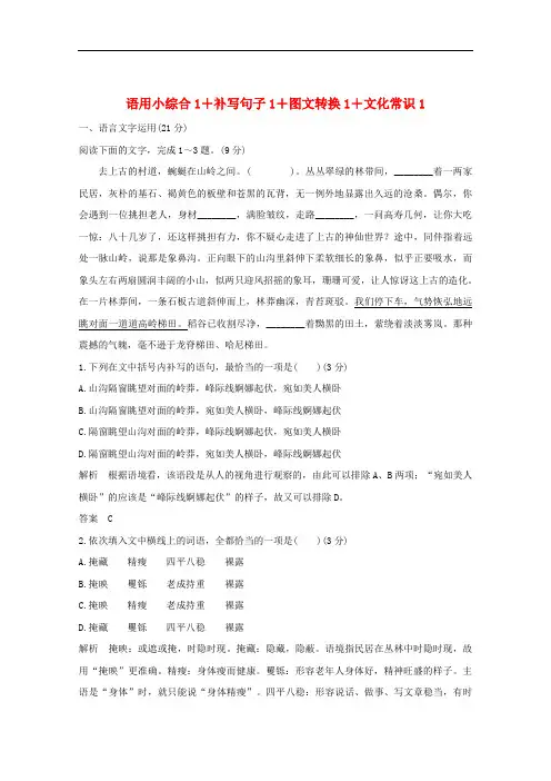 高考语文必考题型语用小综合补写句子图文转换文化常识