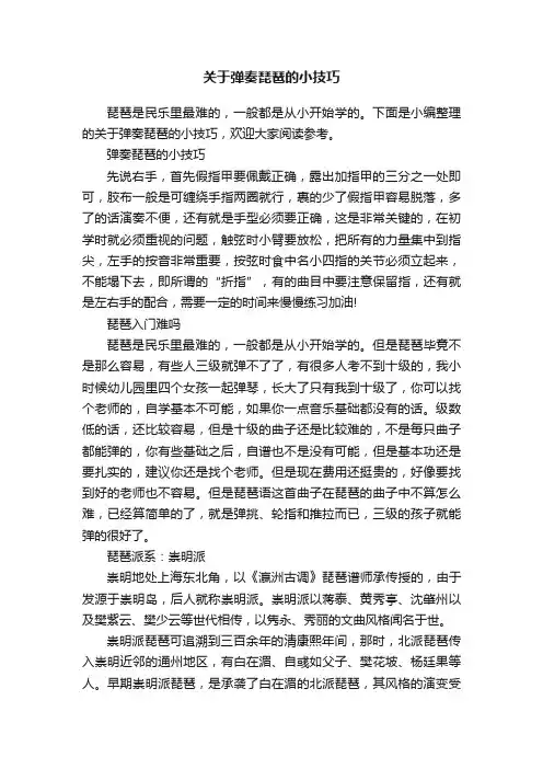 关于弹奏琵琶的小技巧