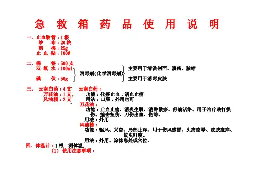急救箱药品配备及使用说明
