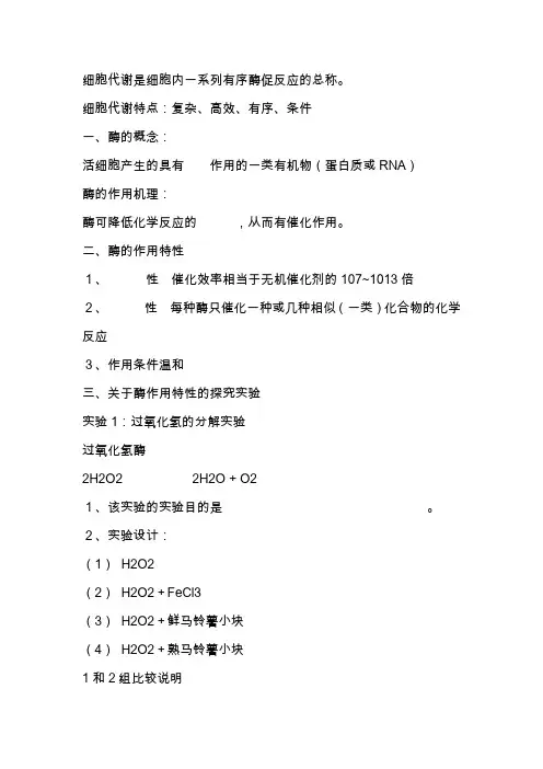高考生物总复习例题讲解：酶专题