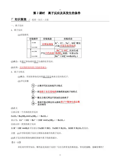 离子反应及其发生的条件