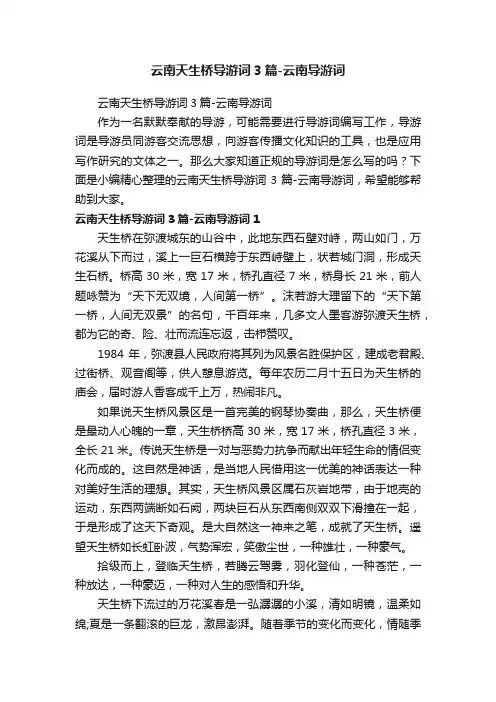 云南天生桥导游词3篇-云南导游词