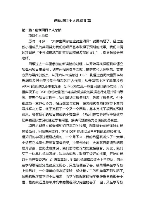 创新项目个人总结5篇