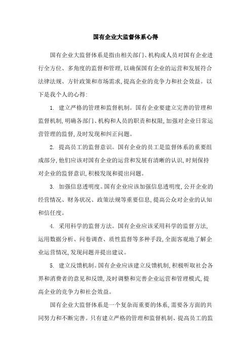 国有企业大监督体系心得