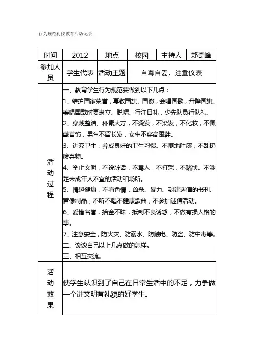 文明礼仪教育活动记录