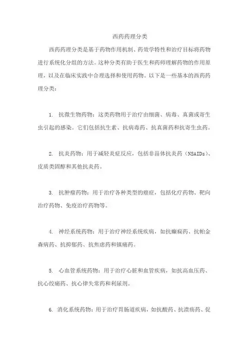 西药药理分类