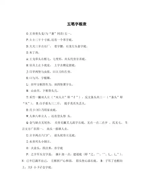 五笔字根表