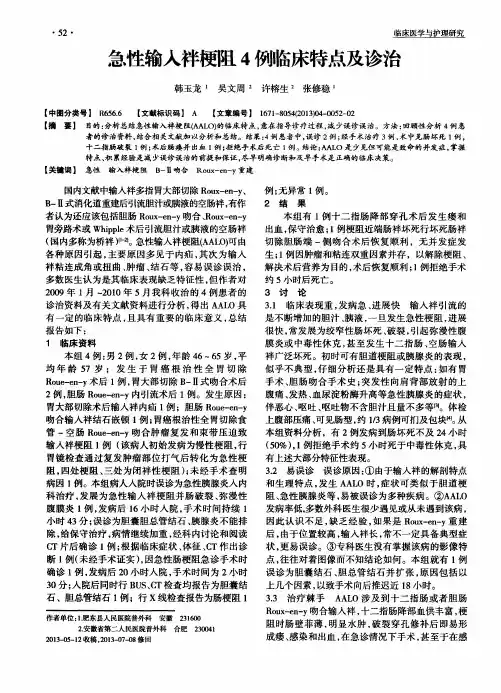 急性输入袢梗阻4例临床特点及诊治