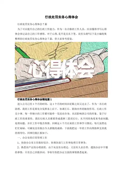 行政处罚实务心得体会