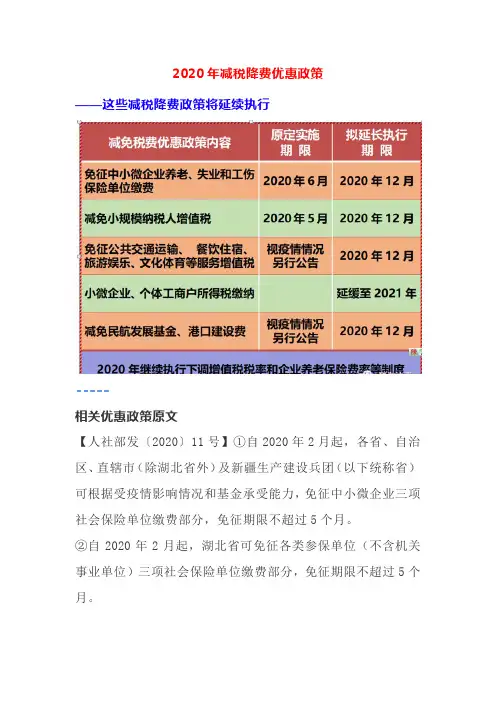 2020年减税降费优惠政策
