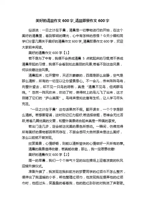 美好的清晨作文600字_清晨即景作文600字