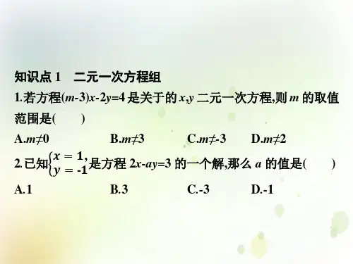 人教版数学七年级下册期末知识点复习课件：第八章 二元一次方程组(共33张PPT)