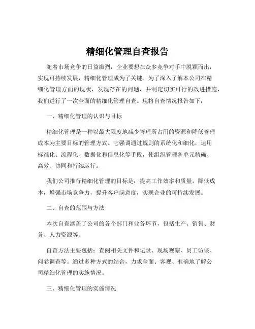 精细化管理自查报告