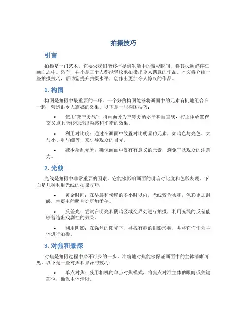 拍摄技巧精品文档