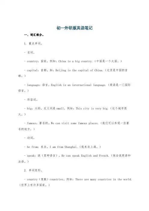 初一外研版英语笔记
