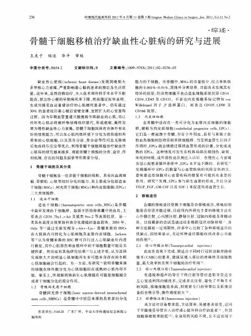 骨髓干细胞移植治疗缺血性心脏病的研究与进展