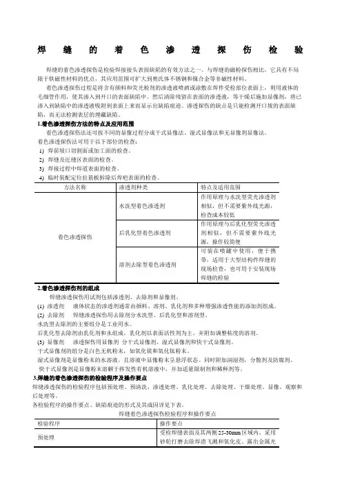 焊缝的着色渗透探伤检验