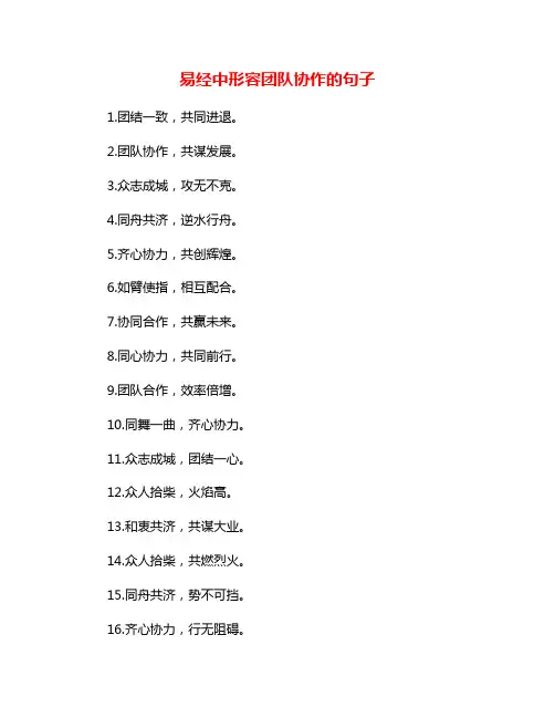 易经中形容团队协作的句子