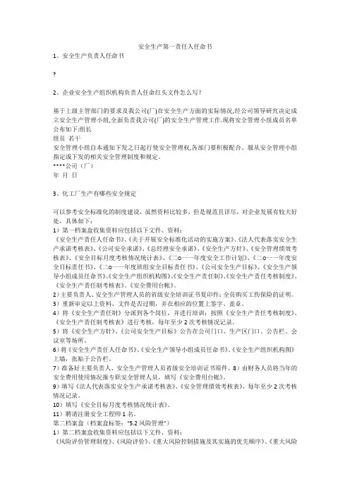 安全生产第一责任人任命书安全生产