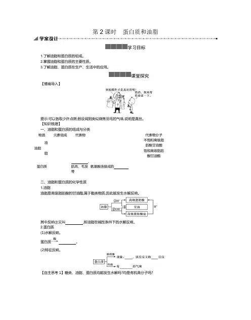 新教材人教版必修第二册 7.4.2 蛋白质和油脂 学案