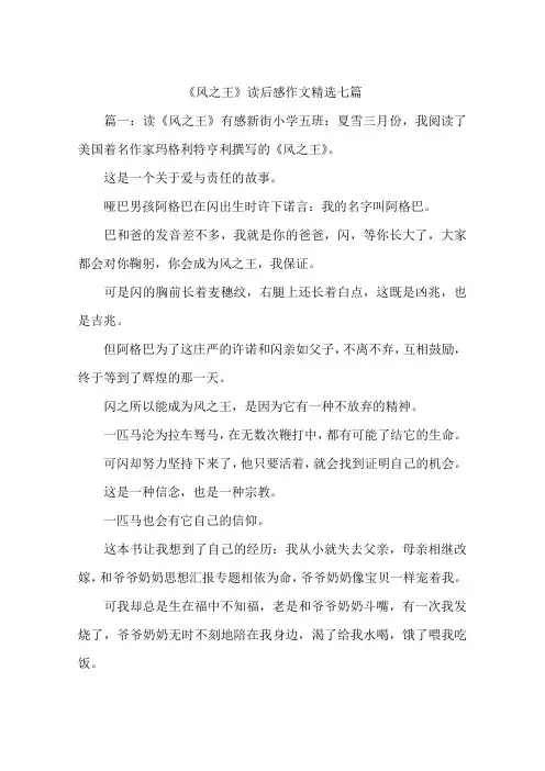 《风之王》读后感作文精选七篇