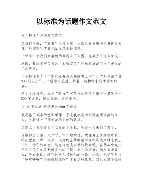 以标准为话题作文范文